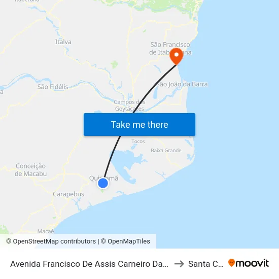 Avenida Francisco De Assis Carneiro Da Silva, 1184 to Santa Clara map