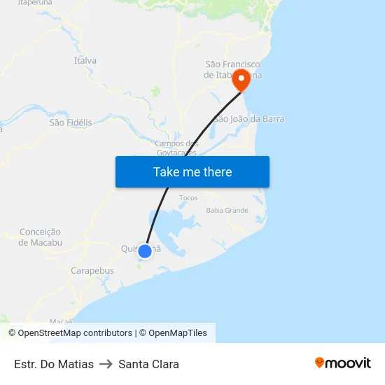 Estr. Do Matias to Santa Clara map