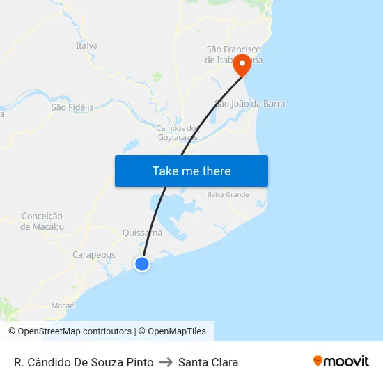 R. Cândido De Souza Pinto to Santa Clara map
