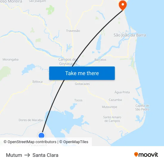 Mutum to Santa Clara map