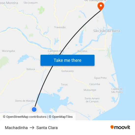 Machadinha to Santa Clara map