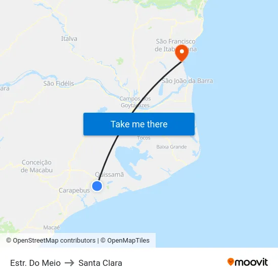 Estr. Do Meio to Santa Clara map