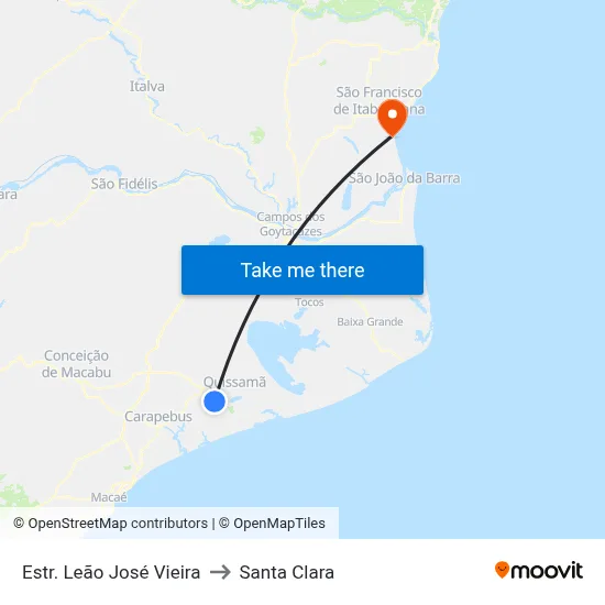 Estr. Leão José Vieira to Santa Clara map