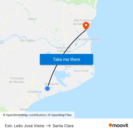 Estr. Leão José Vieira to Santa Clara map