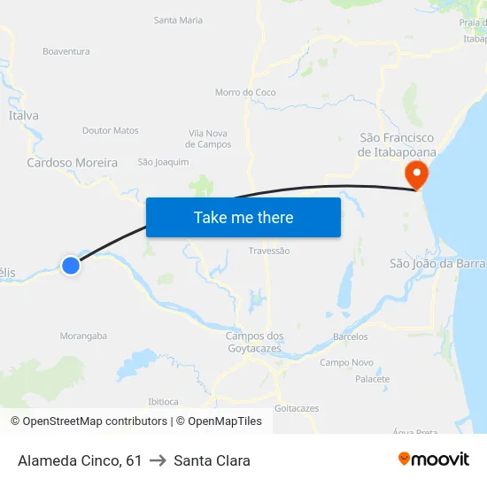 Alameda Cinco, 61 to Santa Clara map