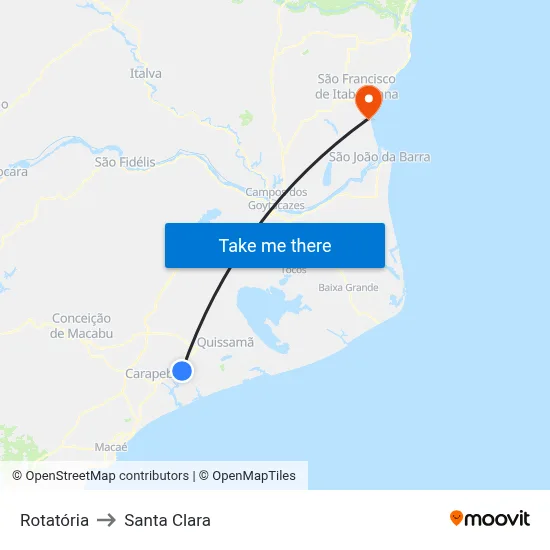 Rotatória to Santa Clara map