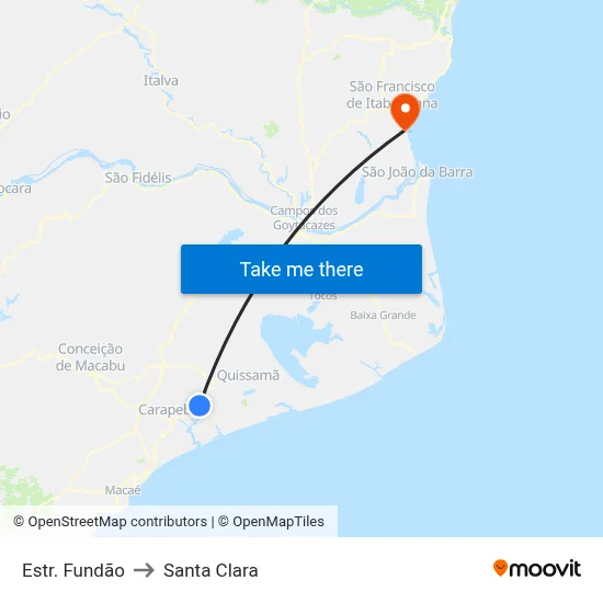 Estr. Fundão to Santa Clara map
