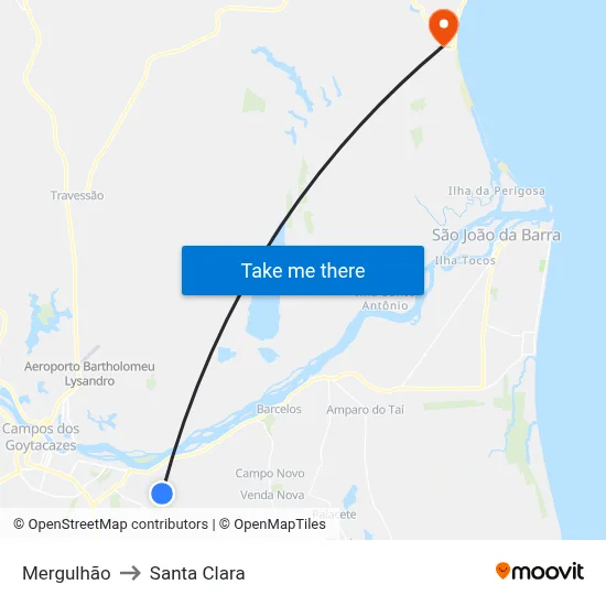 Mergulhão to Santa Clara map