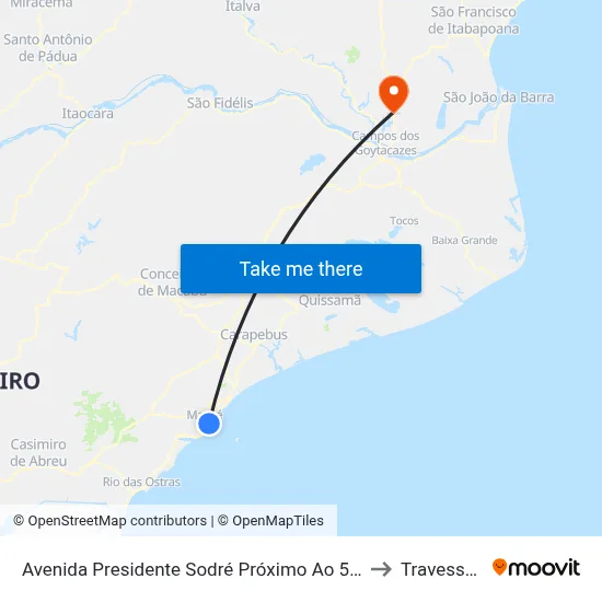 Avenida Presidente Sodré Próximo Ao 558 to Travessao map