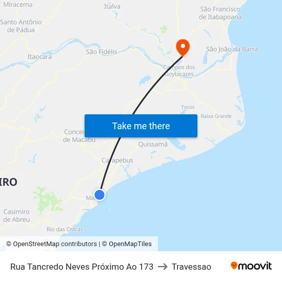 Rua Tancredo Neves Próximo Ao 173 to Travessao map
