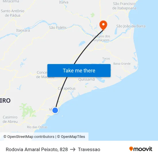 Rodovia Amaral Peixoto, 828 to Travessao map
