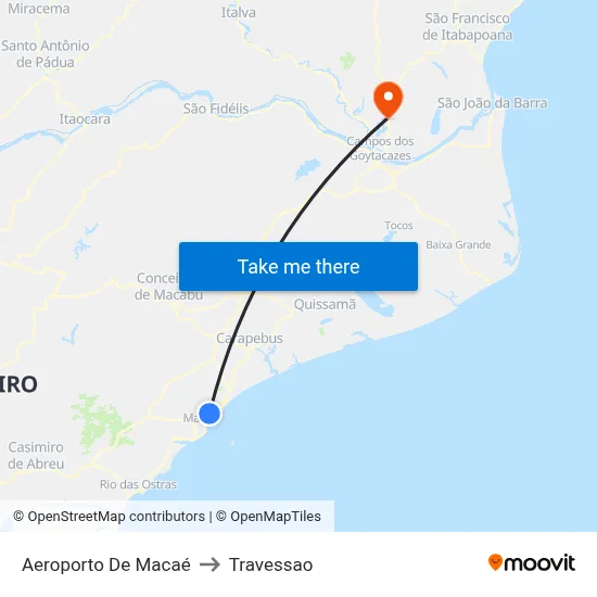 Aeroporto De Macaé to Travessao map