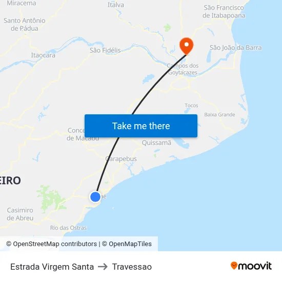 Estrada Virgem Santa to Travessao map