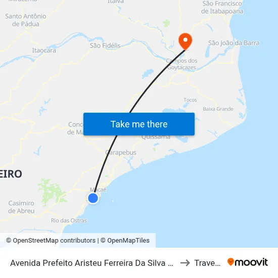 Avenida Prefeito Aristeu Ferreira Da Silva Próximo Ao 1200 to Travessao map