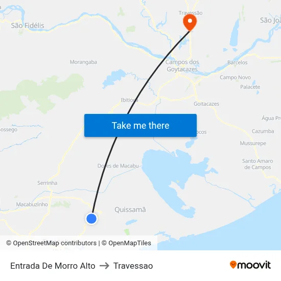 Entrada De Morro Alto to Travessao map