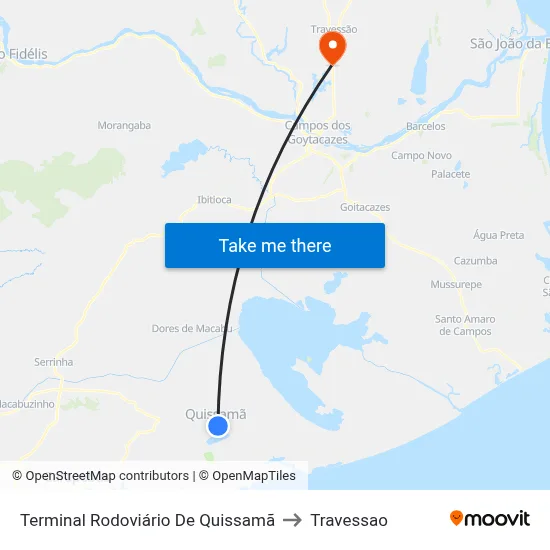 Terminal Rodoviário De Quissamã to Travessao map