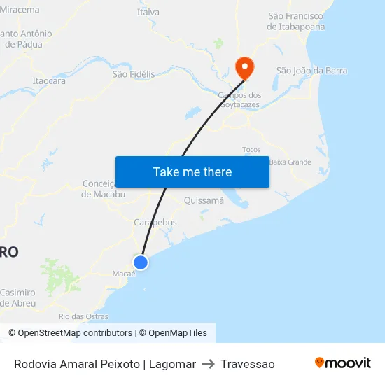 Rodovia Amaral Peixoto | Lagomar to Travessao map