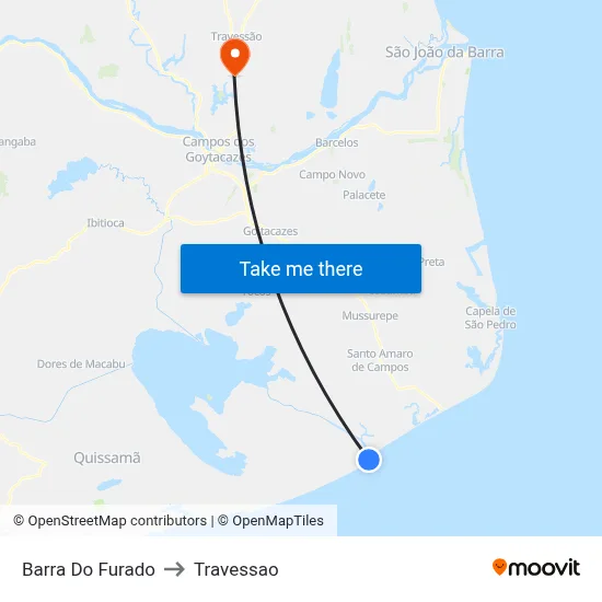 Barra Do Furado to Travessao map
