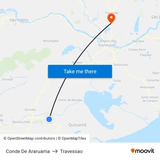 Conde De Araruama to Travessao map