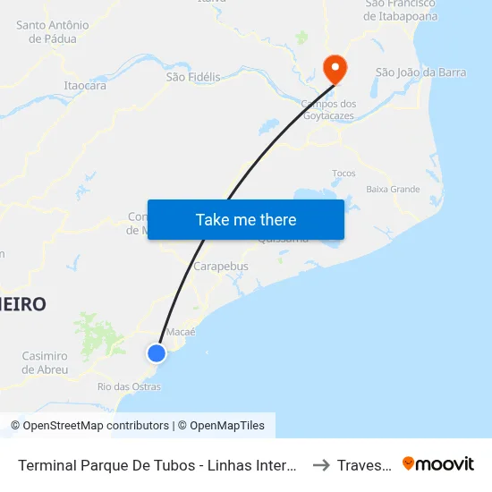 Terminal Parque De Tubos - Linhas Intermunicipais to Travessao map