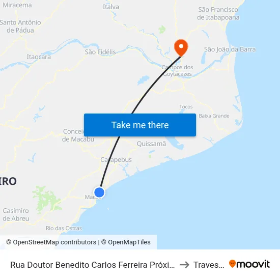 Rua Doutor Benedito Carlos Ferreira Próximo Ao 1421 to Travessao map