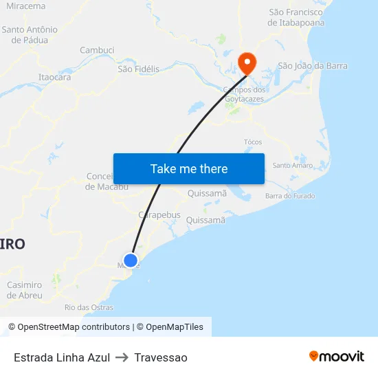 Estrada Linha Azul to Travessao map