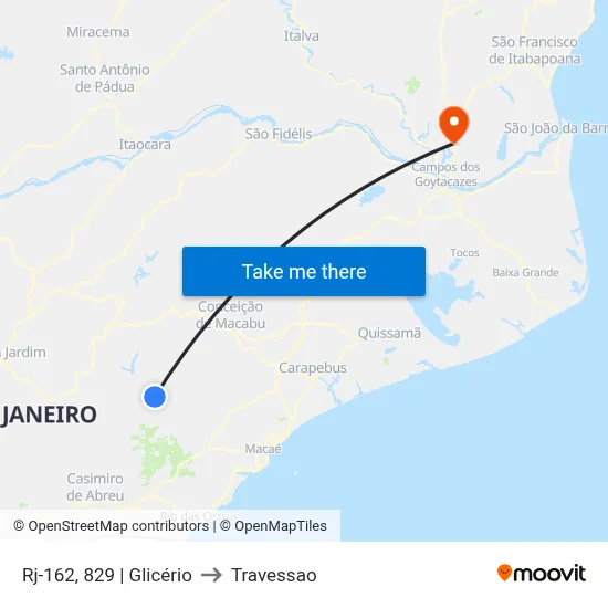 Rj-162, 829 | Glicério to Travessao map