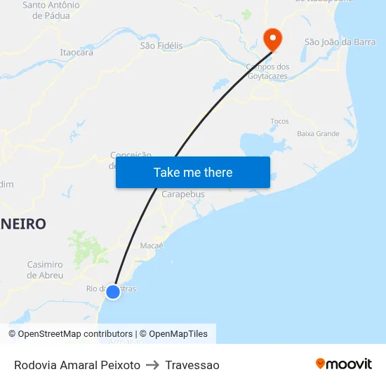 Rodovia Amaral Peixoto to Travessao map