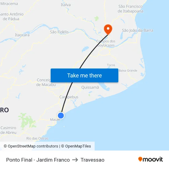Ponto Final - Jardim Franco to Travessao map