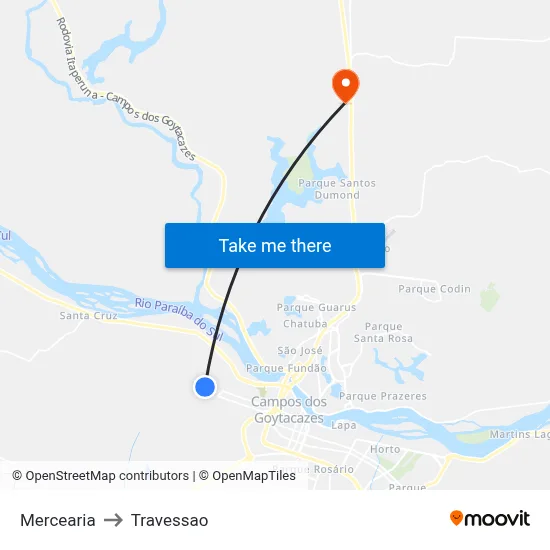 Mercearia to Travessao map