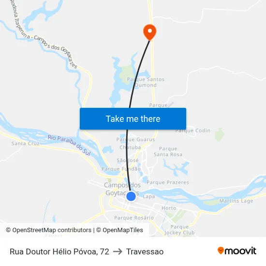 Rua Doutor Hélio Póvoa, 72 to Travessao map