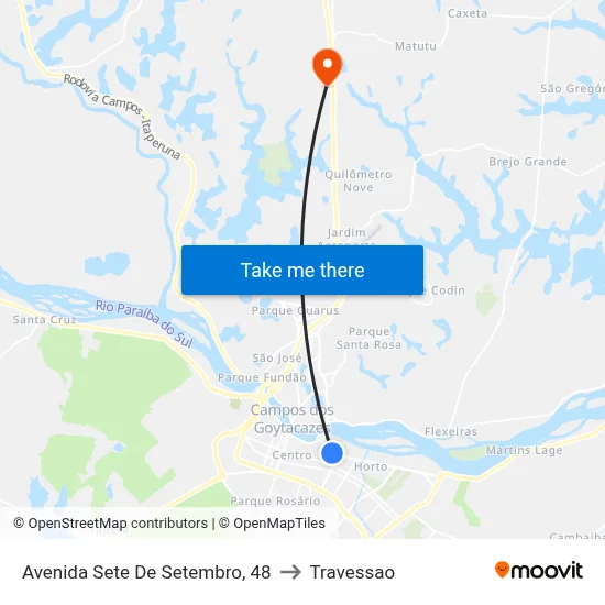 Avenida Sete De Setembro, 48 to Travessao map