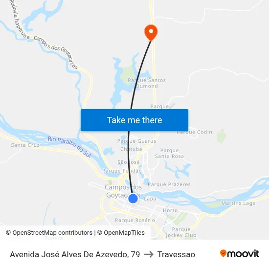 Avenida José Alves De Azevedo, 79 to Travessao map