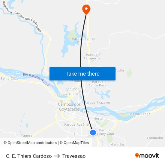 C. E. Thiers Cardoso to Travessao map