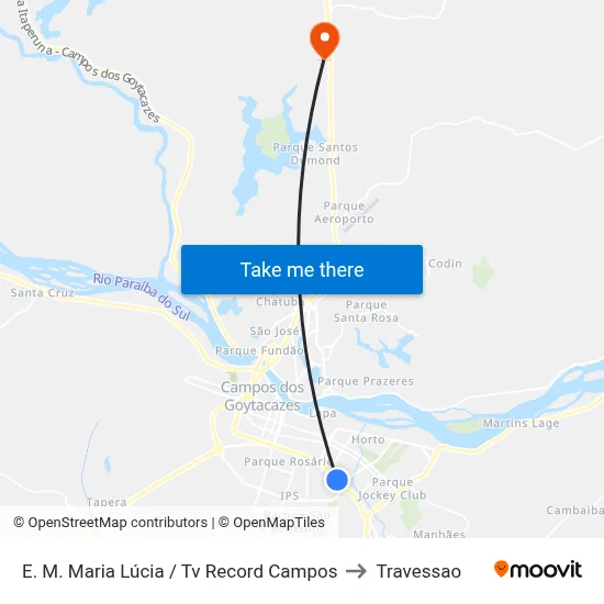 E. M. Maria Lúcia / Tv Record Campos to Travessao map