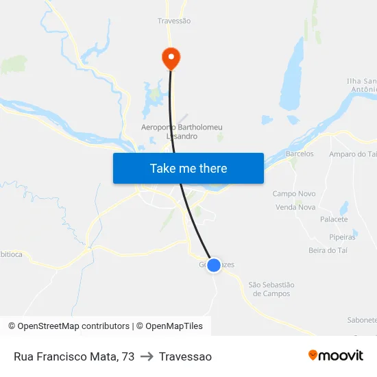 Rua Francisco Mata, 73 to Travessao map