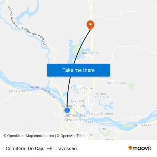 Cemitério Do Caju to Travessao map