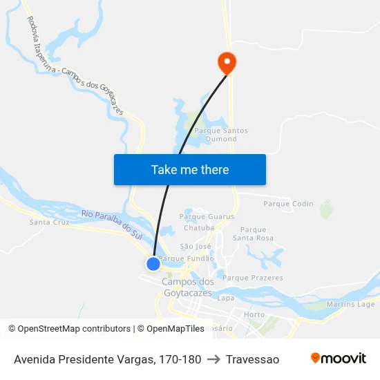 Avenida Presidente Vargas, 170-180 to Travessao map