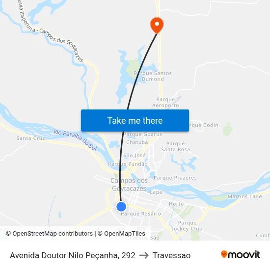 Avenida Doutor Nilo Peçanha, 292 to Travessao map