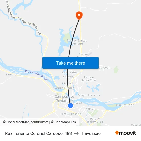 Rua Tenente Coronel Cardoso, 483 to Travessao map