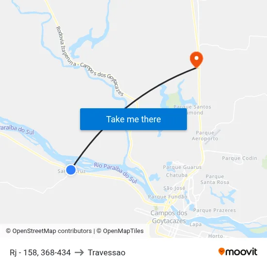 Rj - 158, 368-434 to Travessao map