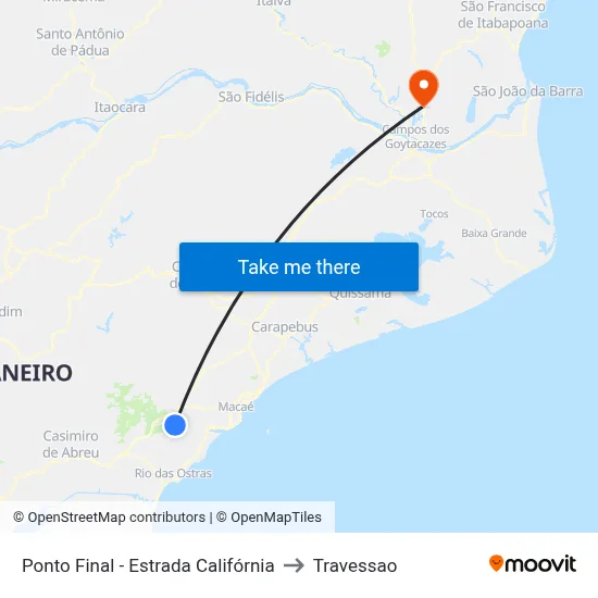 Ponto Final - Estrada Califórnia to Travessao map