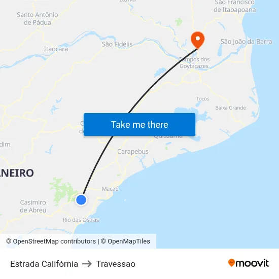 Estrada Califórnia to Travessao map