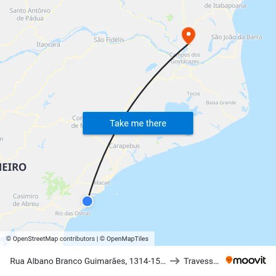 Rua Albano Branco Guimarães, 1314-1548 to Travessao map