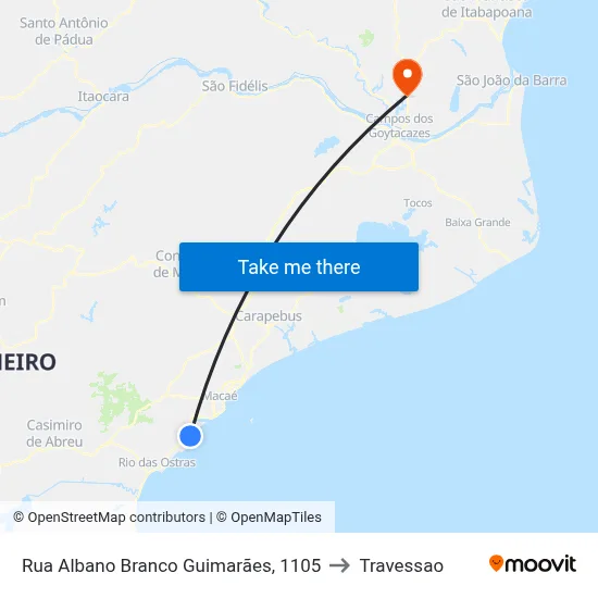 Rua Albano Branco Guimarães, 1105 to Travessao map