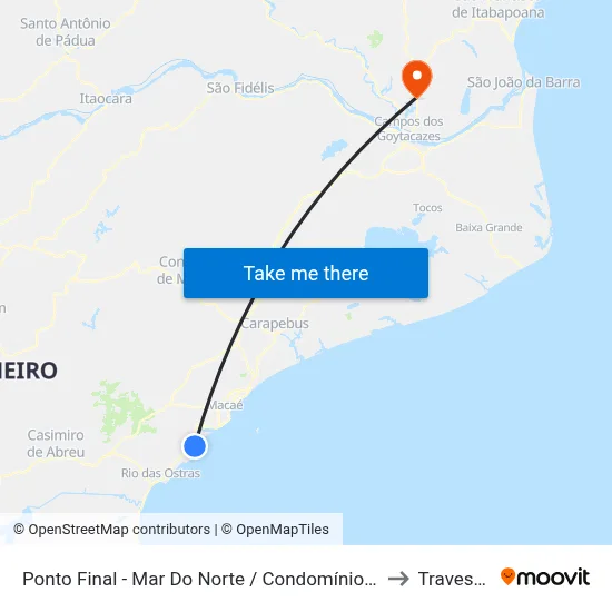 Ponto Final - Mar Do Norte / Condomínio Da Praia to Travessao map