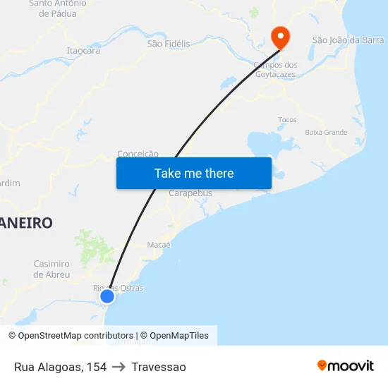 Rua Alagoas, 154 to Travessao map