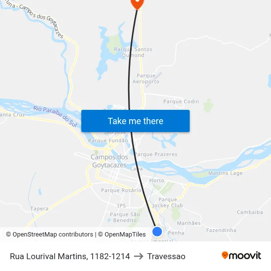 Rua Lourival Martins, 1182-1214 to Travessao map