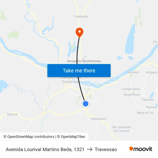 Avenida Lourival Martins Beda, 1321 to Travessao map