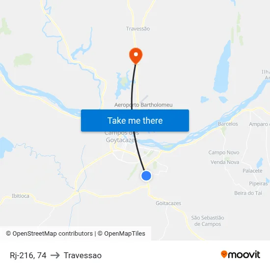 Rj-216, 74 to Travessao map